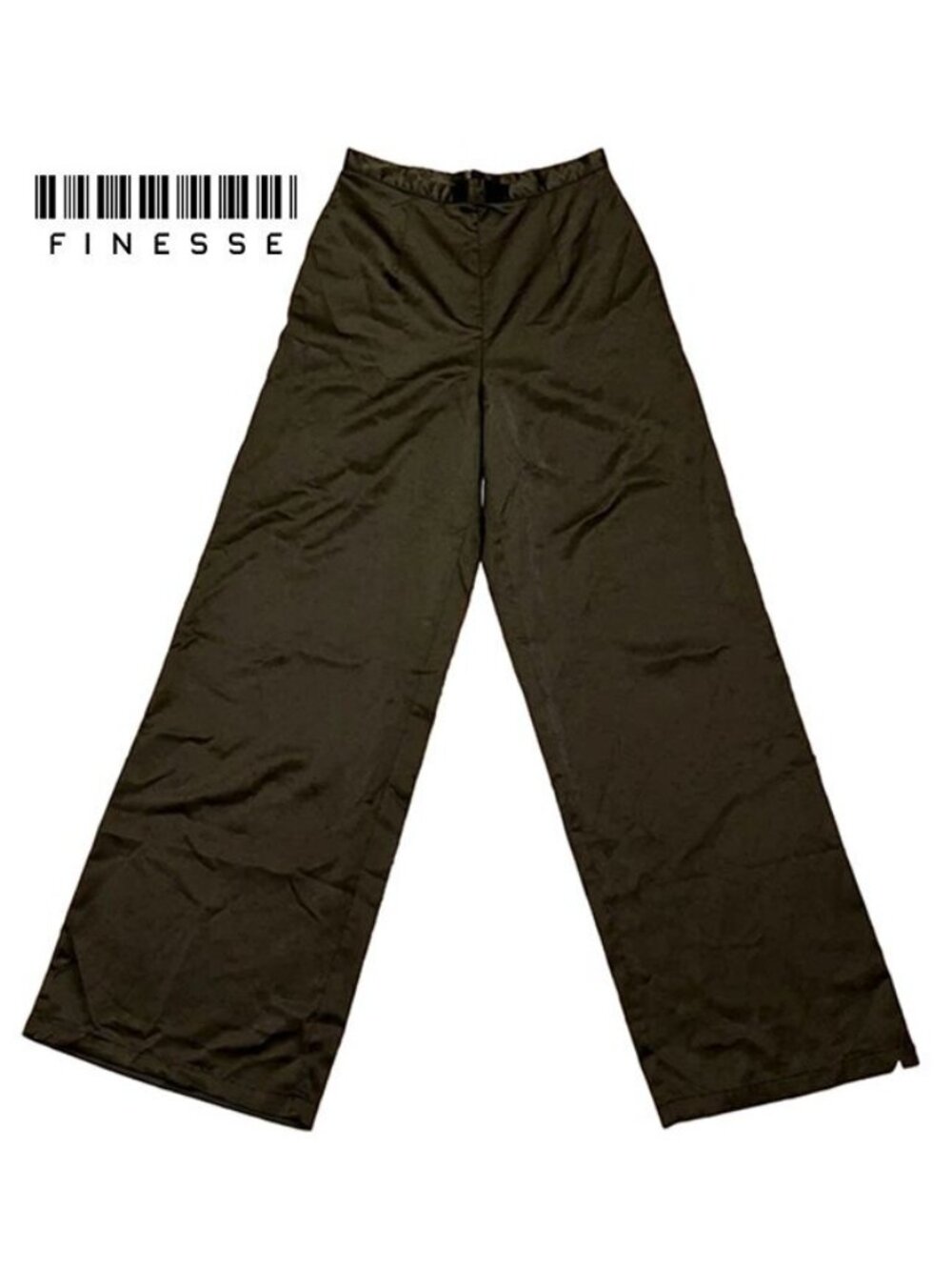 Finesse Black satin wide-leg pants, size M, waist 28"